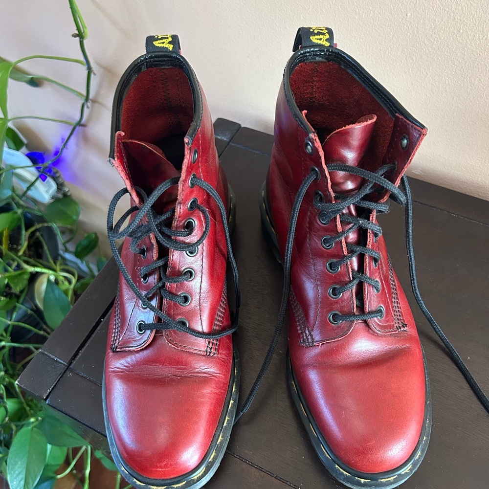 Dr. Martens Red Leather Boots